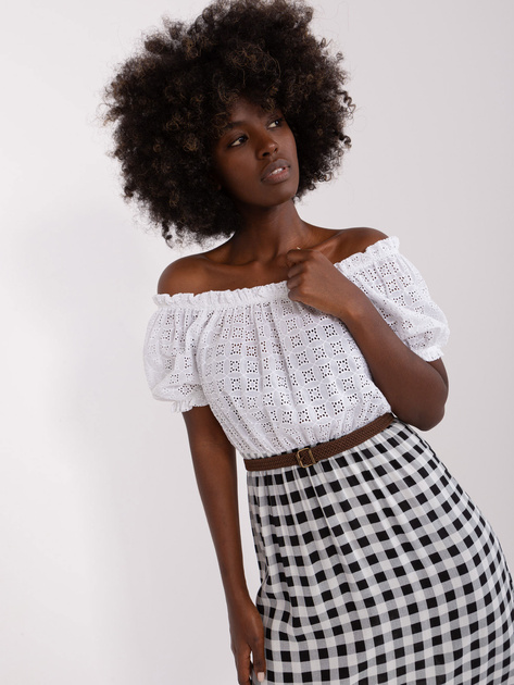 Hurtownia Ecru-czarna sukienka hiszpanka z paskiem