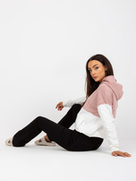 Hurtownia Różowo-biała bluza z kapturem i ściągaczem RUE PARIS