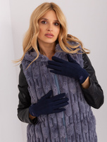 Hurt Granatowe gładkie rękawiczki damskie