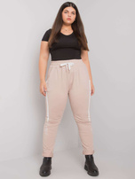 Beżowe spodnie dresowe plus size z nadrukiem Abelia 