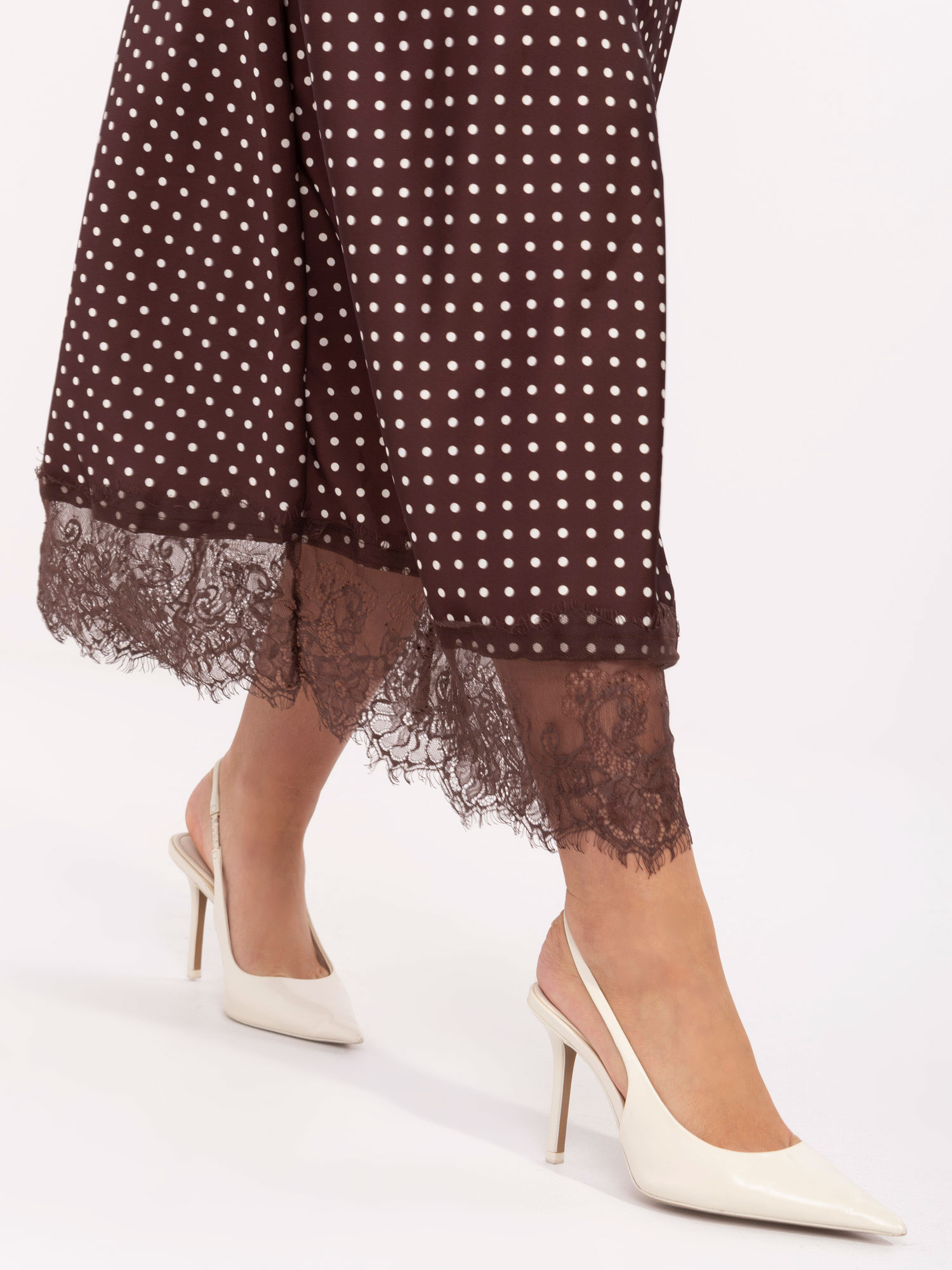 Brown trapeze polka dot skirt RUE PARIS.