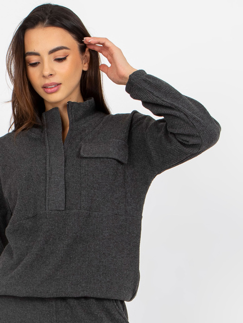 Hurtownia Ciemnoszara prążkowa piżama ze spodniami