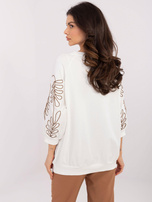 Ecru bluza kangurka z rękawem 3/4 RUE PARIS 