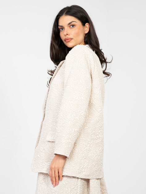Jasnobeżowa żakardowa marynarka z podszewką RUE PARIS