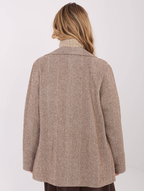 Brązowo-biała dwurzędowa marynarka z kaszmiru