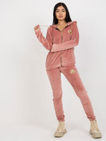 Hurt light pink women's velour set with patches.