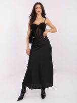 Czarna satynowa spódnica z wysokim stanem