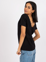 Black blouse with a back neckline Salma RUE PARIS.