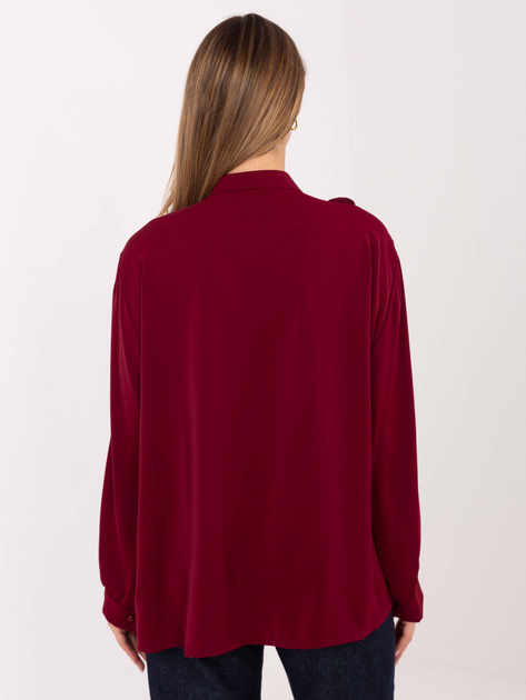 Burgundowa koszula z wiązaniem przy dekolcie