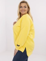 Żółta damska bluza basic plus size z bawełny 