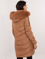 Hurt Camelowa zimowa kurtka z odpinanym kapturem