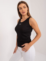 Hurtownia Czarny dopasowany top damski w prążek