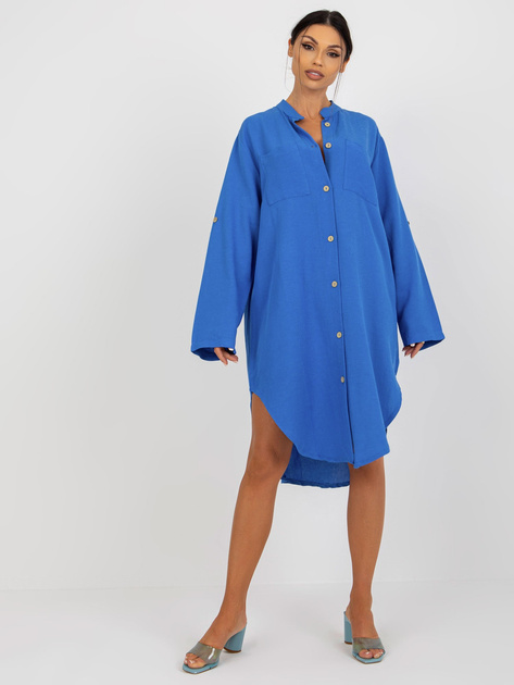 Hurt Niebieska sukienka szmizjerka z kieszeniami OCH BELLA