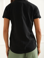 Schwarzes einfarbiges Basic-T-Shirt mit V-Ausschnitt Severine.