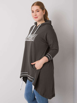 Ciemna khaki bluza z kapturem i aplikacją Belina
