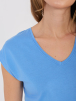 Niebieski damski t-shirt z domieszką modalu SUBLEVEL