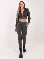 Ciemnoszara melanżowa krótka rozpinana bluza dresowa Ann RUE PARIS 