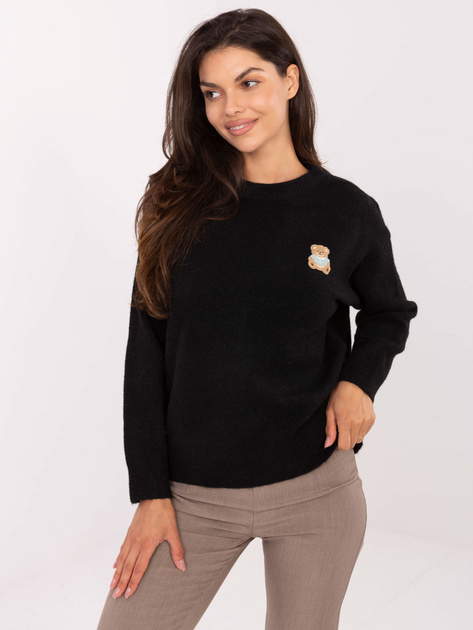 Czarny damski sweter z długim rękawem