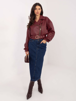 Bordowa kurtka ramonerka z ekoskóry RUE PARIS