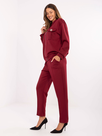Bordowy komplet z ozdobną gumką na spodiach