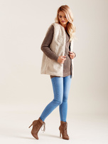 Beżowa puszysta kamizelka