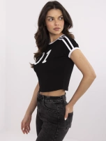 Czarno-biały krótki t-shirt z nadrukiem