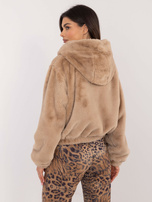 Hurt Beżowa krótka kurtka futrzana z wiskozy