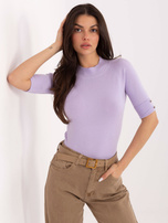 Liliowy damski sweter z domieszką modalu