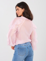 Jasnoróżowa półprzezroczysta koszula z dekoltem V