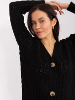 Hurt Czarny damski sweter rozpinany z dekoltem V