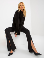 Hurt Czarny sweter asymetryczny z dziurami z wełną RUE PARIS