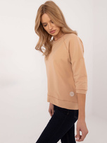 Hurt Camelowa bluzka basic o kroju oversize 