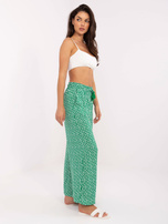 Hurt Zielone materiałowe spodnie palazzo we wzory SUBLEVEL