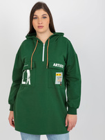 Hurt Ciemnozielona dłuższa bluza plus size z kieszeniami