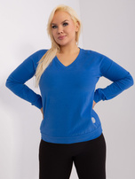 Hurt Dark blue plus size long sleeve blouse.
