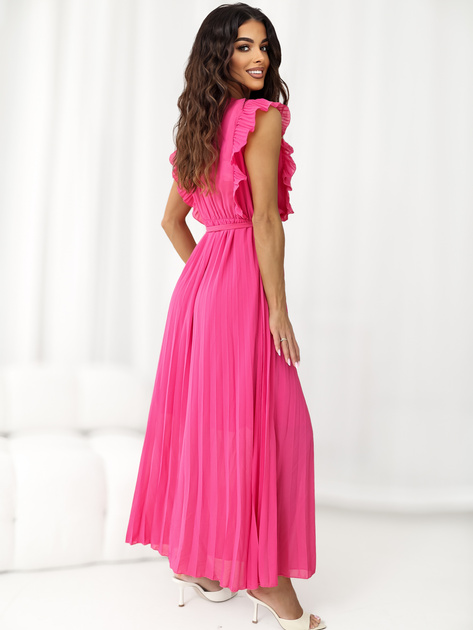 Ciemnoróżowa letnia sukienka z kopertowym dekoltem RUE PARIS