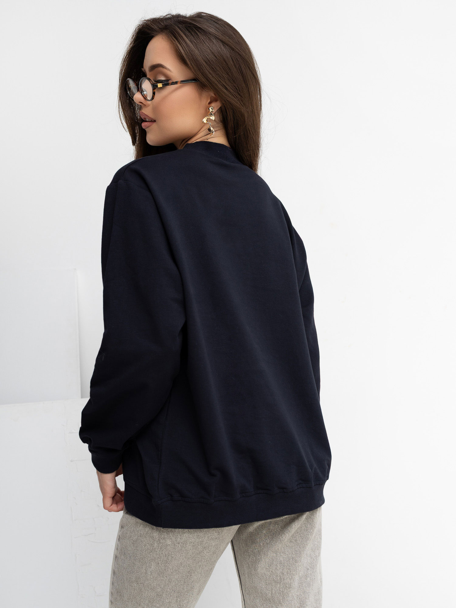 Granatowa dresowa bluza basic z bawełny 