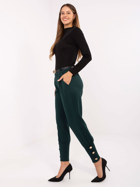 Ciemnozielone dresowe spodnie z długimi ściągaczami