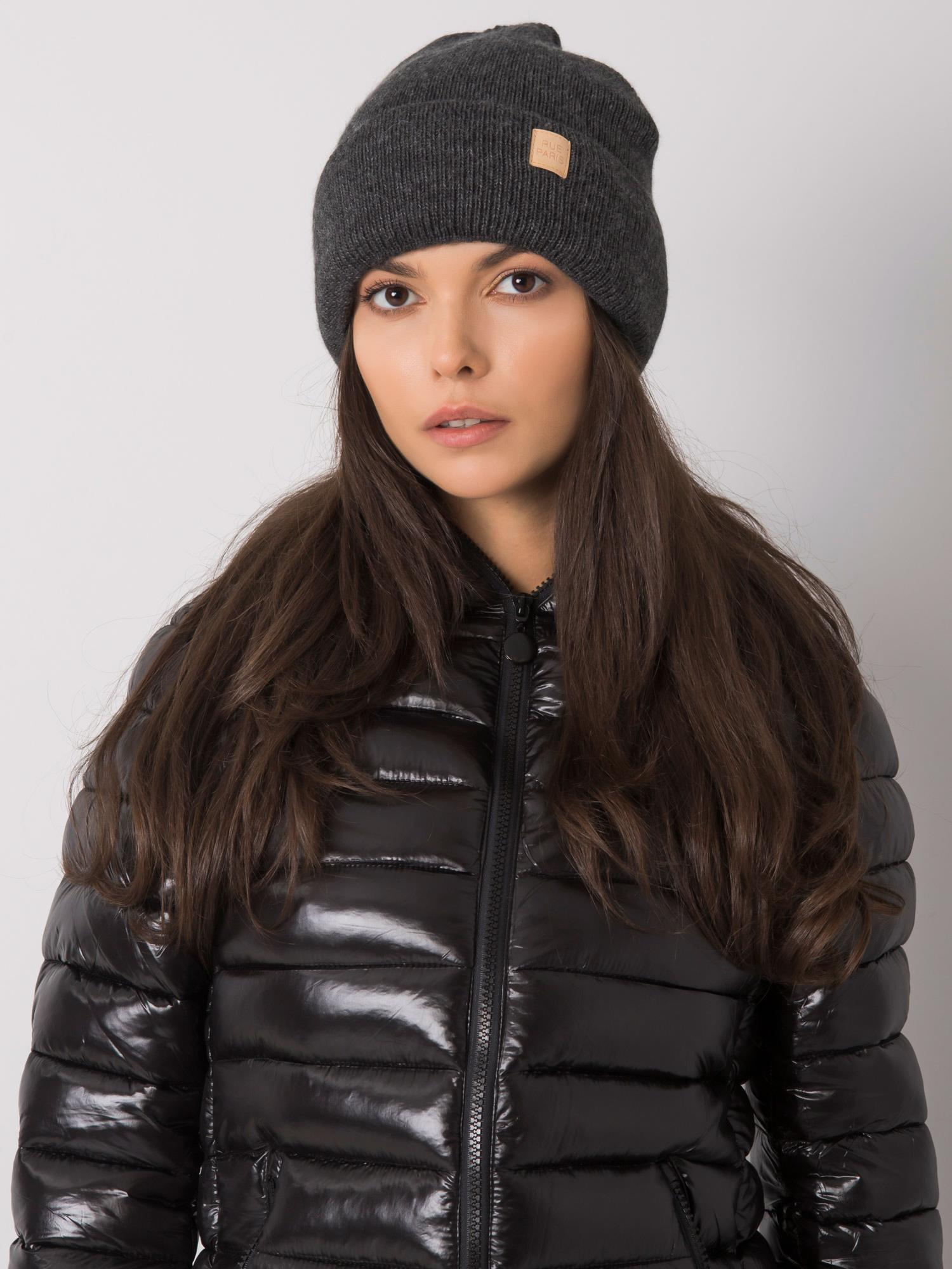 Ciemnoszara czapka beanie damska