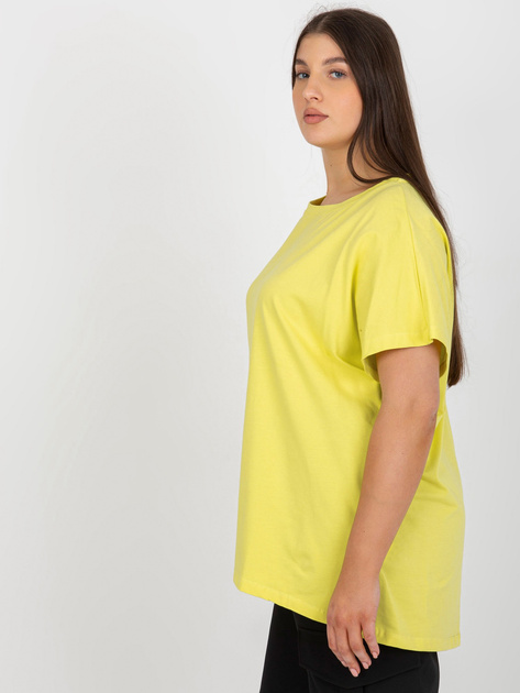Hurtownia Jasnolimonkowy damski t-shirt plus size o luźnym kroju