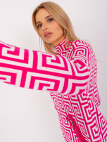 Hurt Fuksjowo-biały sweter z golfem we wzory