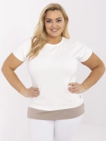 Ecru damska bluzka plus size z rozcięciami
