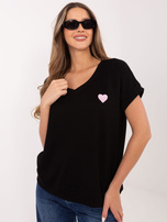 Czarna casualowa bluzka oversize z dekoltem V