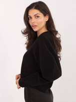 Czarny elegancki sweter z bufiastym rękawem
