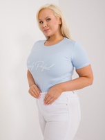 Hurt Jasnoniebieski t-shirt plus size z okrągłym dekoltem