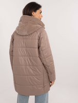 Hurt Jasnobrązowa dłuższa kurtka przejściowa z kapturem