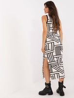 Hurt Ecru gemusterte enganliegende ärmellose Kleid.