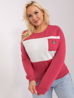 Hurt Ciemnokoralowo-ecru buzka plus size z długim rękawem