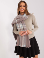 Hurt Brudnofioletowo-szary szal zimowy z miękkiej dzianiny