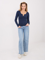 Granatowa bluzka basic longsleeve z bawełny